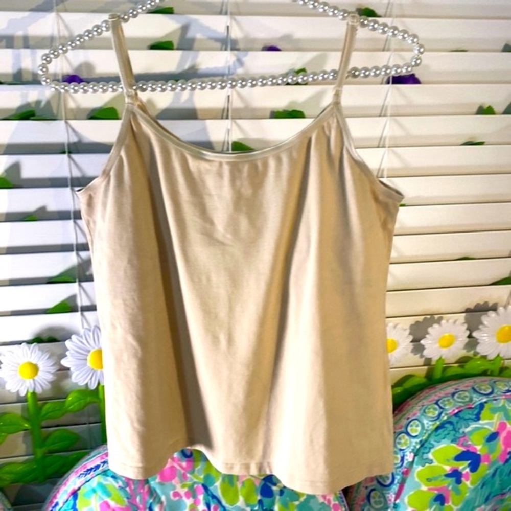 French Dressing tan cami with built in bra shelf bra